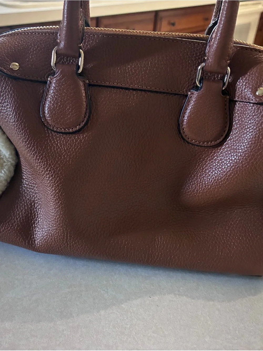 Authentic Coach Bennett Shearling Mini Satchel Bag Saddle F36689